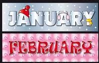 Banner with the words January, February