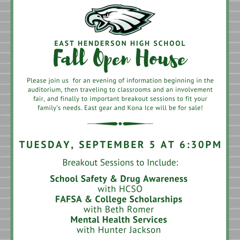 Fall Open House advertisement with Eagle logo