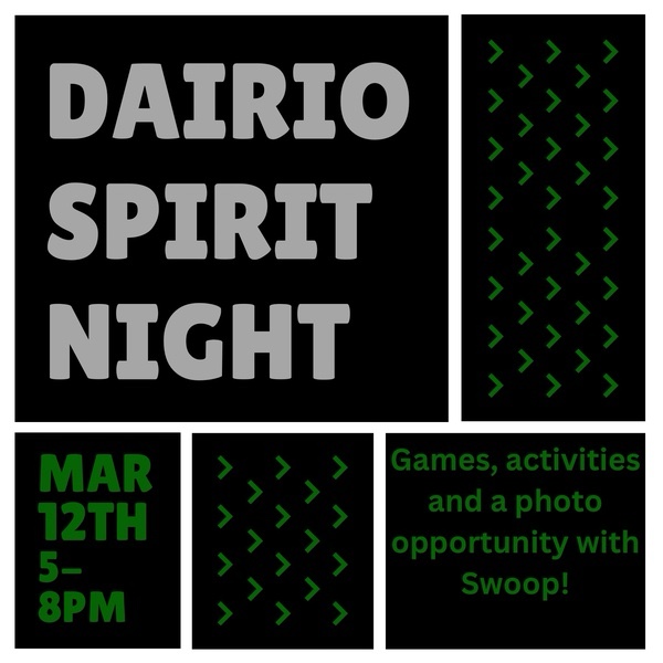 Dairio Spirit Night promo ad with arrows