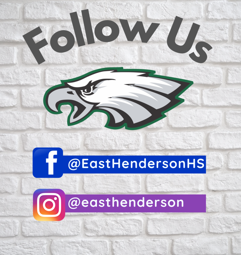 Follow Us graphic with logo and social media handles