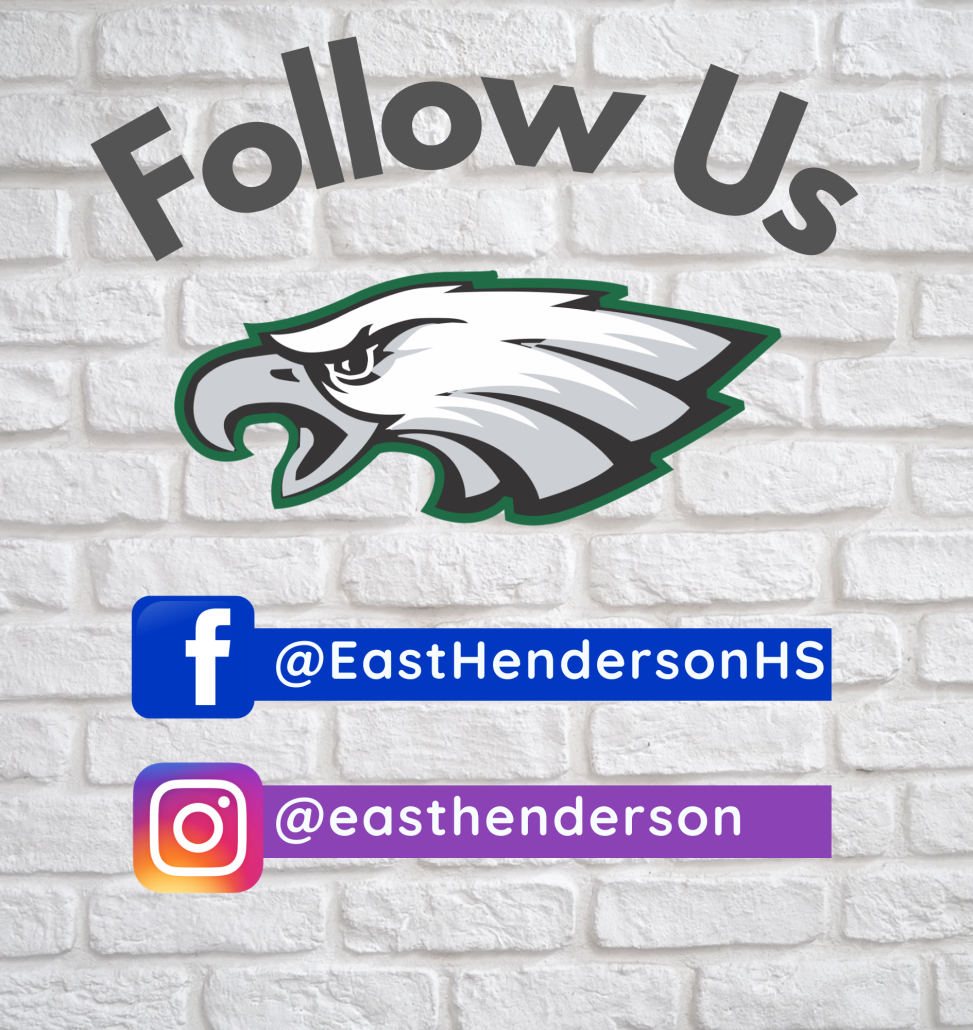 Follow Us graphic with logo and social media handles