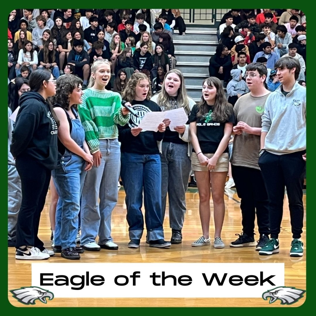 choir ensemble performing at pep rally