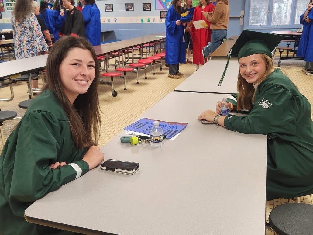 Makayla and Leah at a table