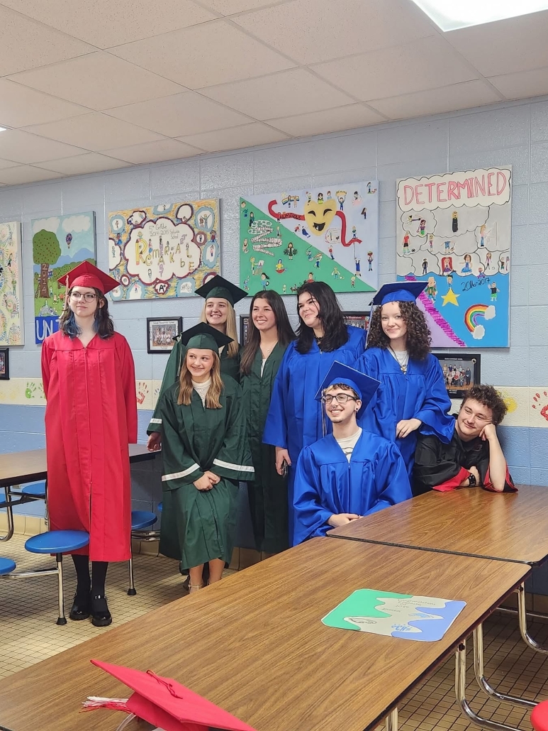 graduates in elementary cafeteria
