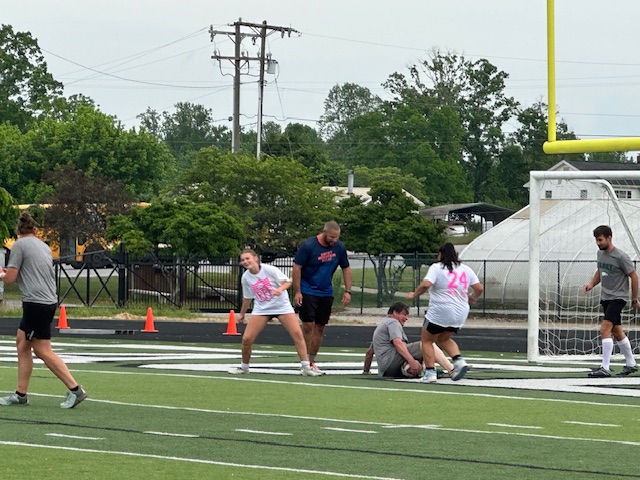 action shot of soccer game