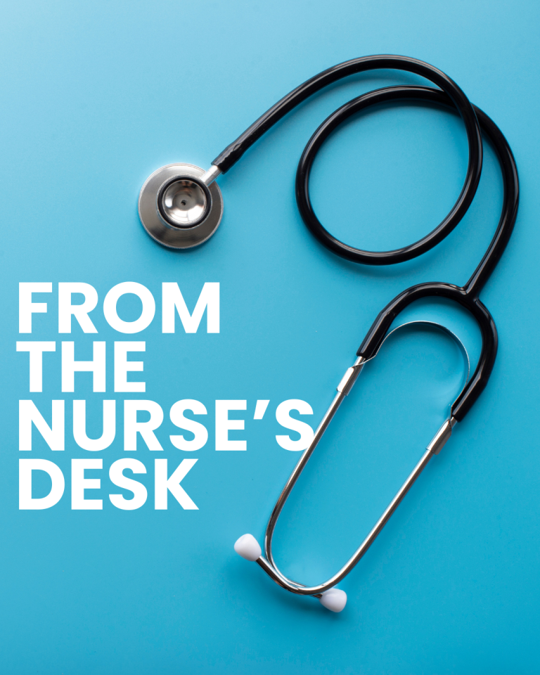 From the Nurse's Desk text with stethoscope
