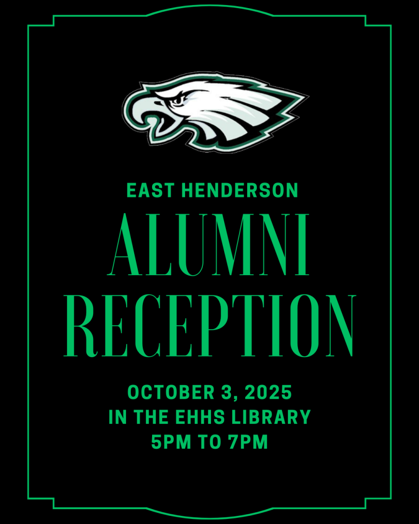 Alumni Reception details in text with eagle logo