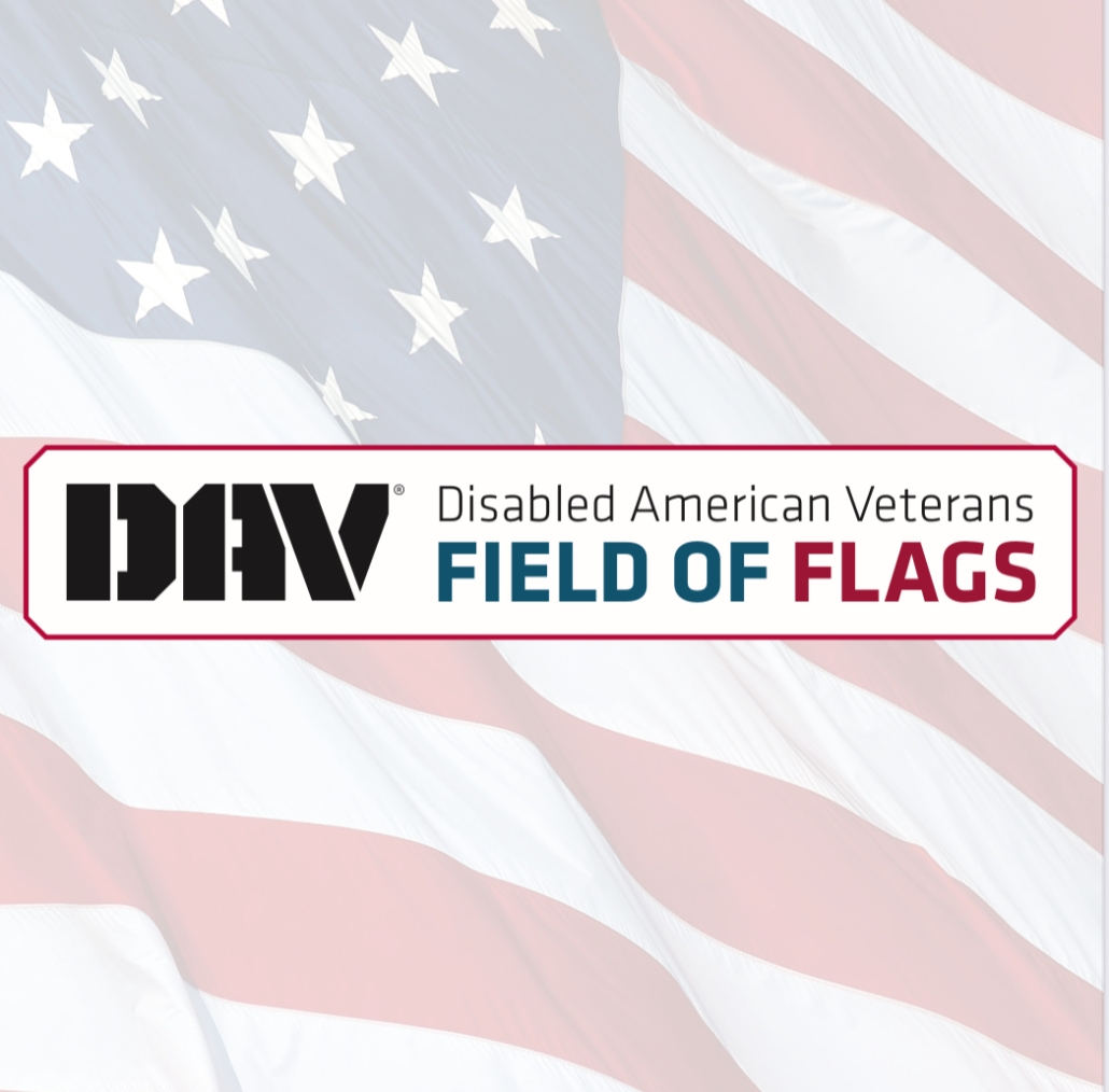 DAV Field of Flags logo with flag in background