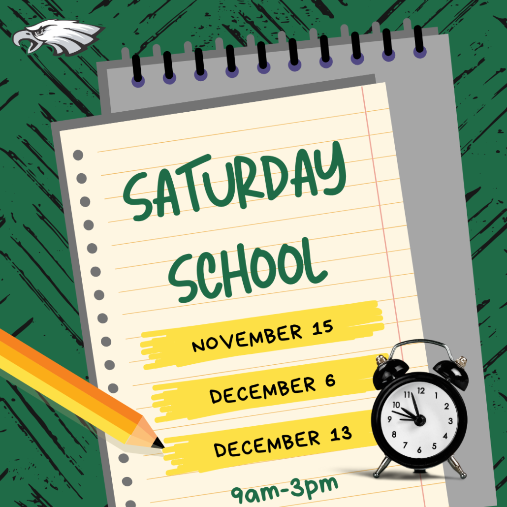 Saturday School dates with pencil, notepad and clock