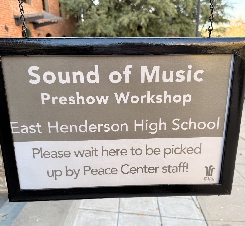 preshow workshop sign with EHHS on it