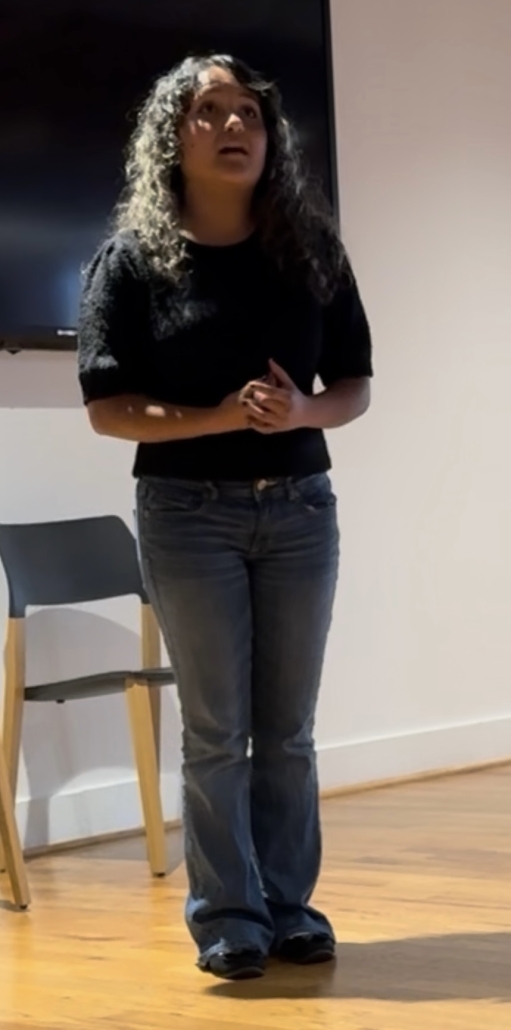 female student singing