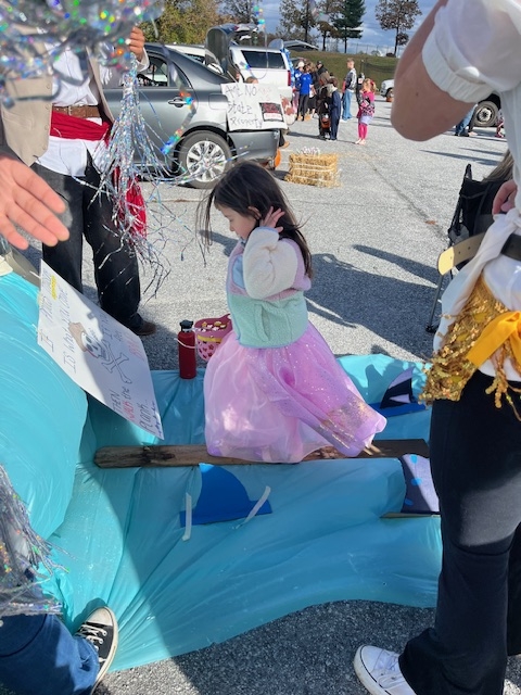 Little girl "walking the plank"