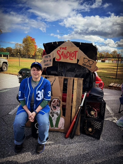 Mrs. Melanie with her Sandlot trunk