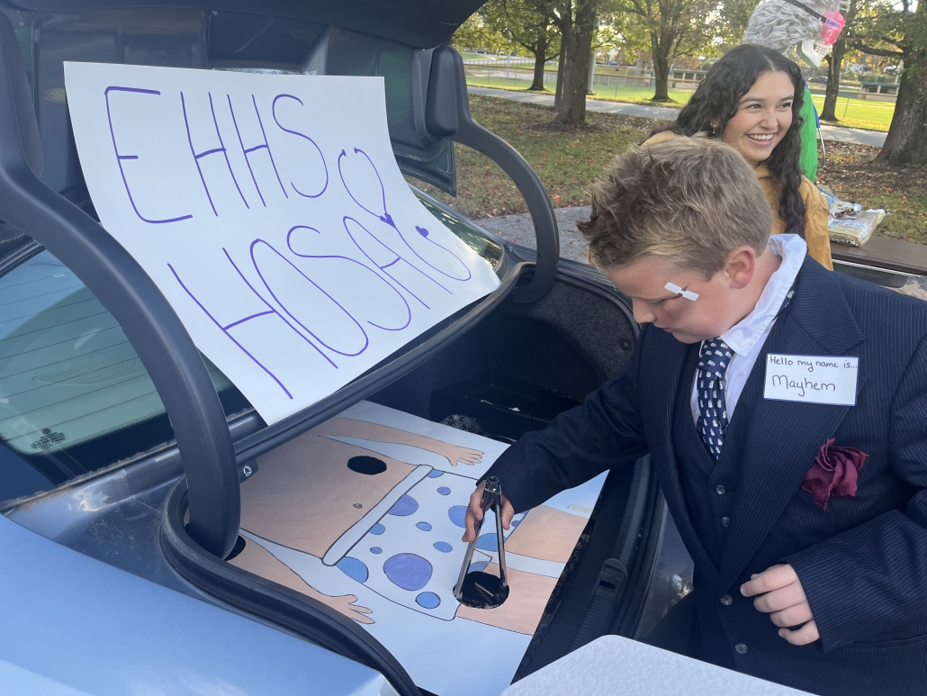 Student playing "operation" in HOSA trunk