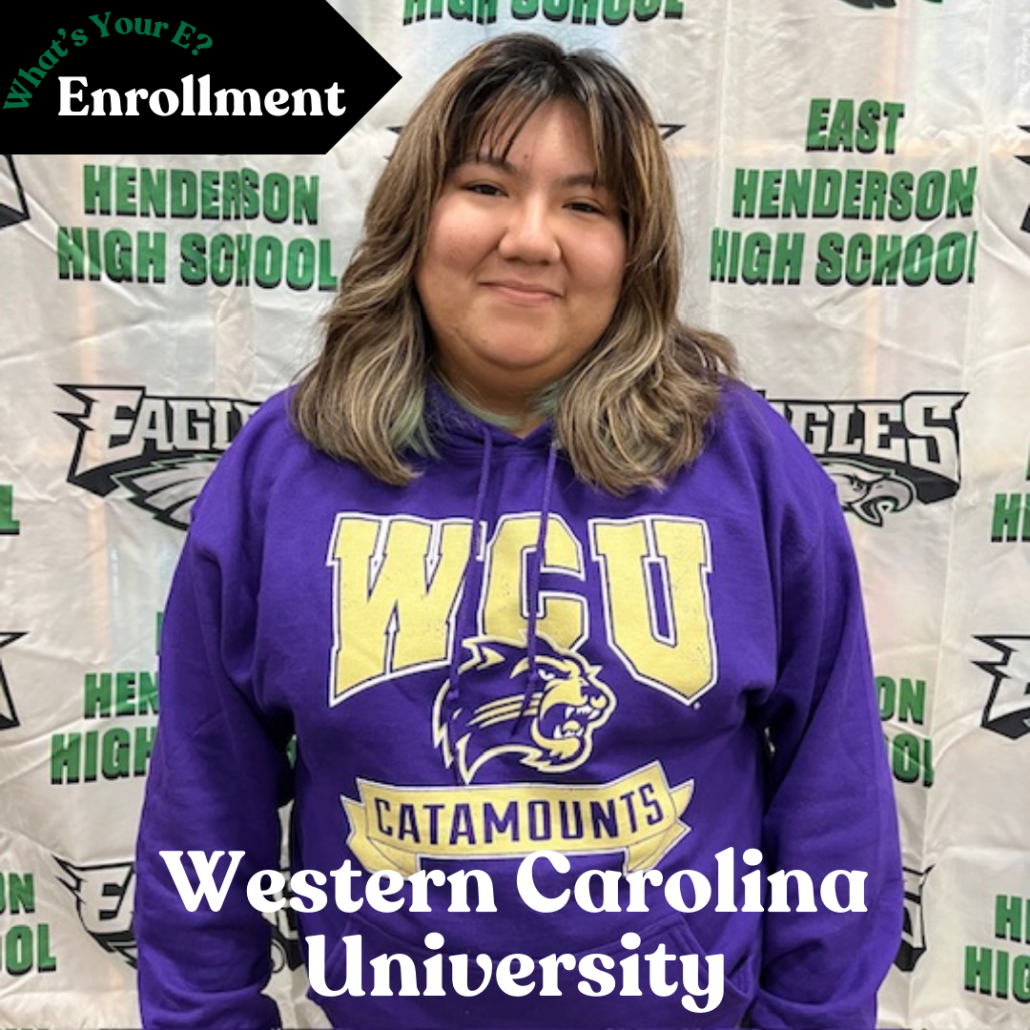 Estrella in WCU sweatshirt for enrollment photo