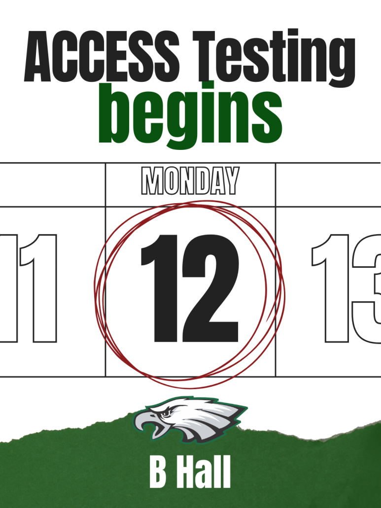 ACCESS testing beginning date and location on calendar