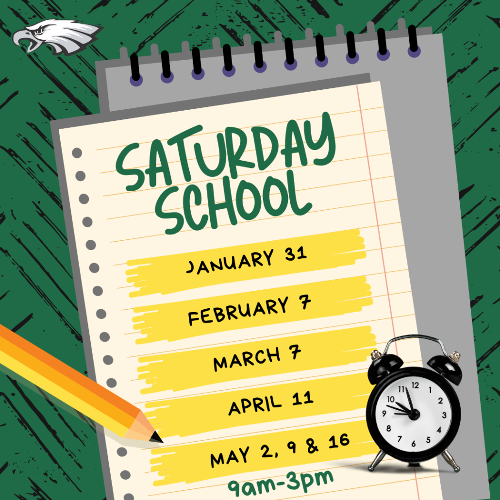 Saturday School dates list with pencil and clock