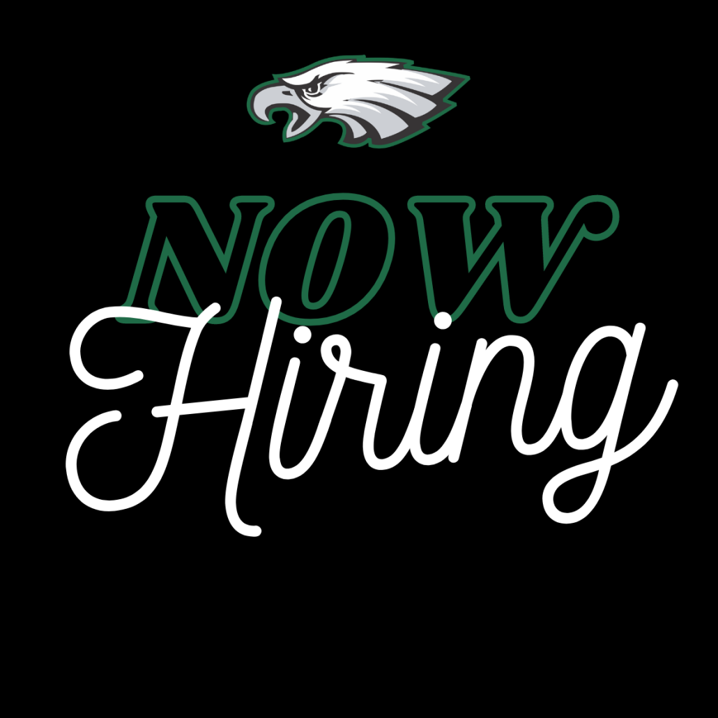 Now Hiring sign with eagle logo