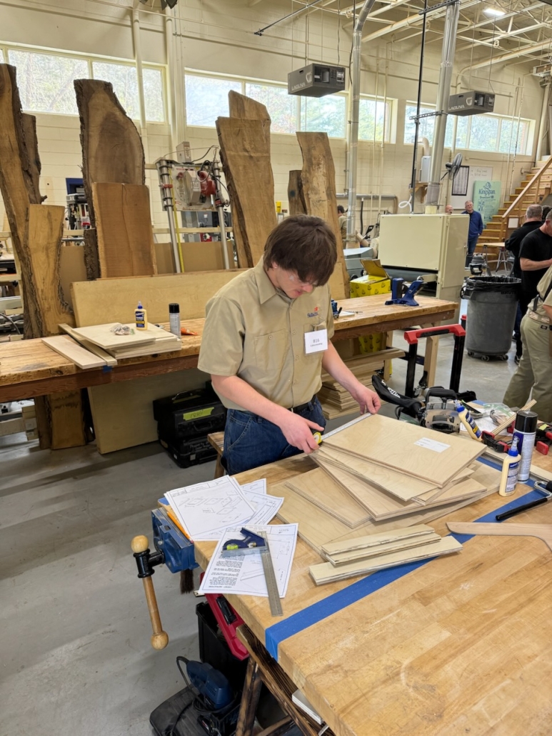 Wyatt checking out his materials