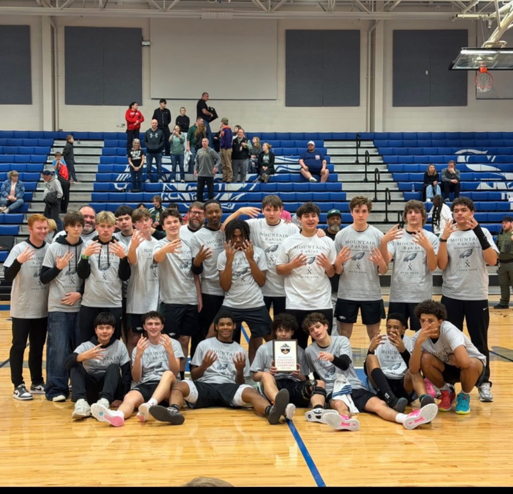 Team in team shirts after win