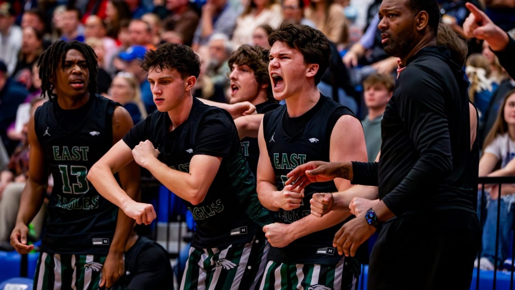 Excited Eagle players from the bench