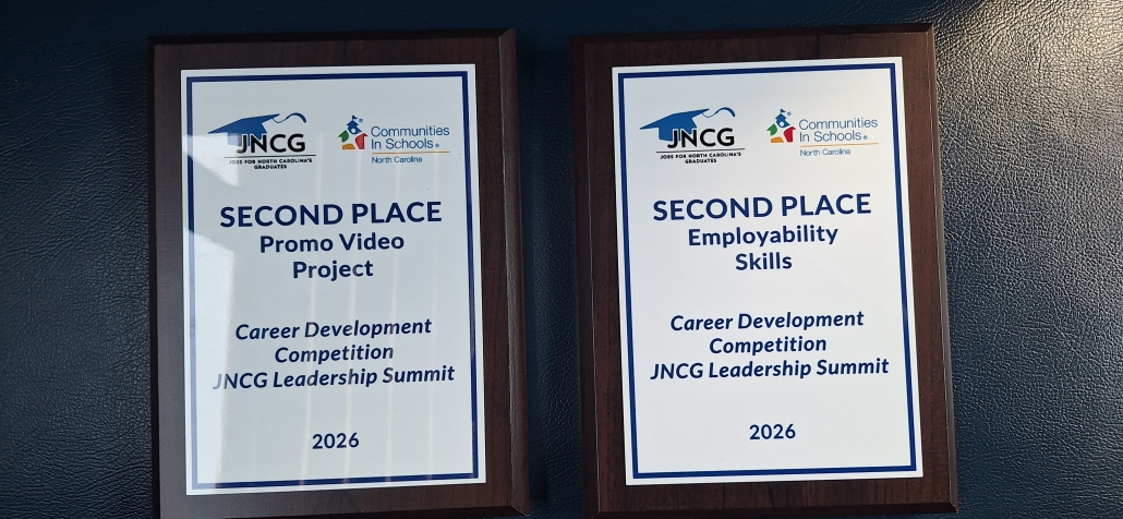 Award plaques side by side