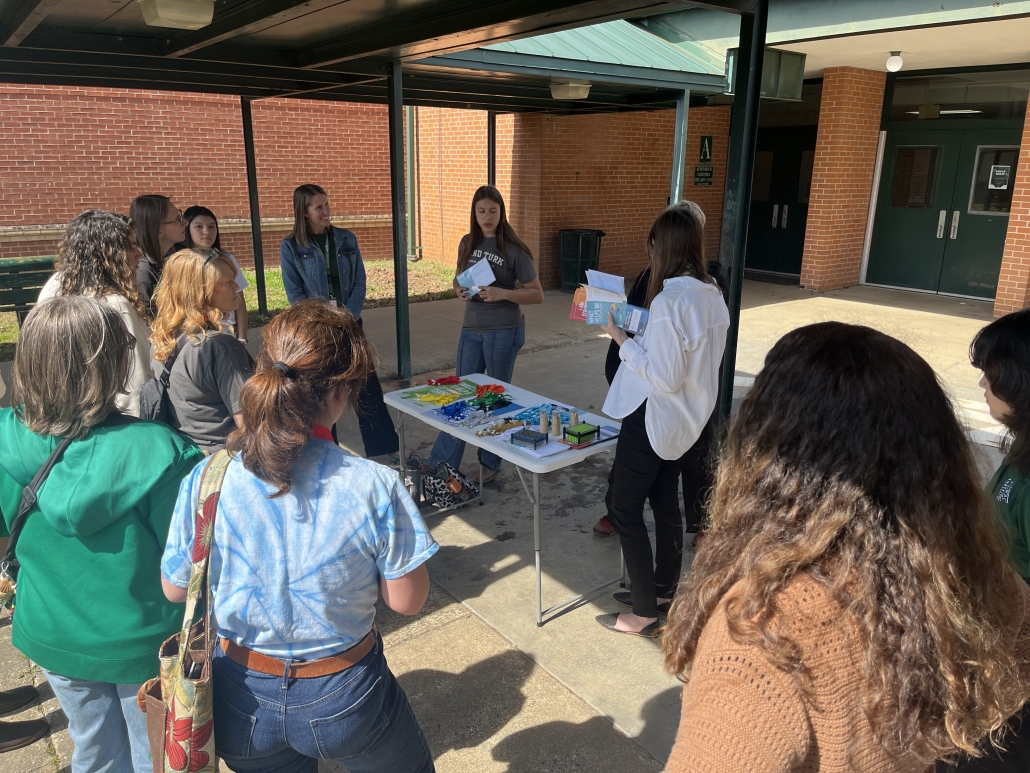 Tour stop in the breezeway with Ms. Griffin