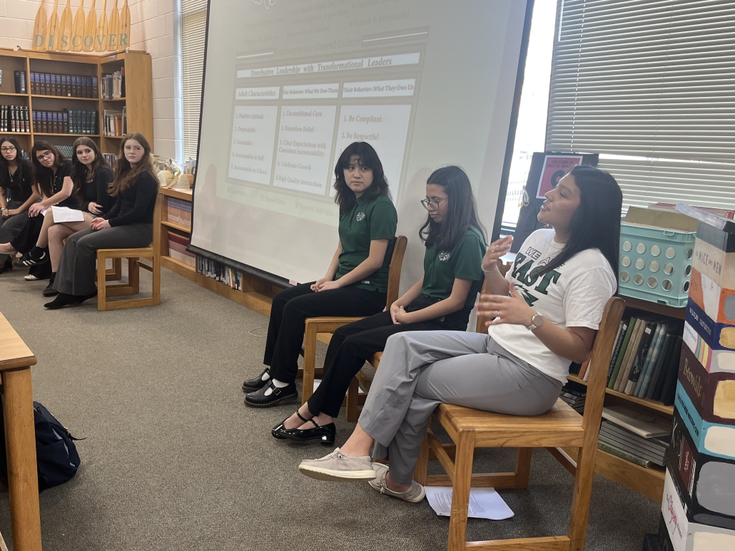 Student panel by presentation screen