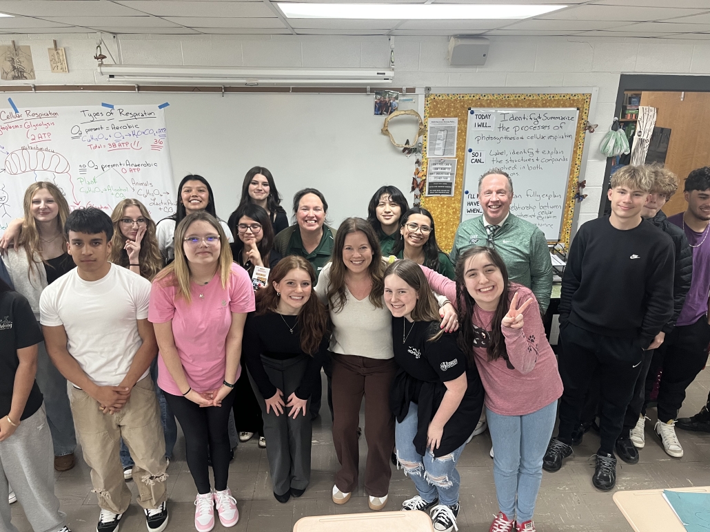 Mrs. Wall with her biology class with Mrs. Allman and Mr. Scott