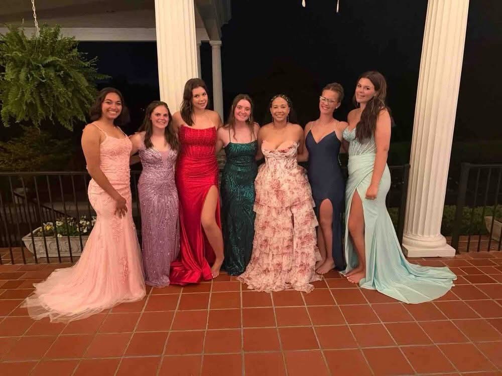 Softball girls in prom attire