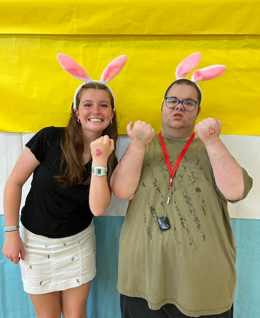 Leila and William, showing off their new matching "tattoos"