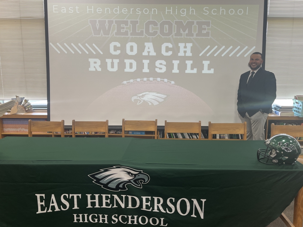 Coach Rudisill with welcome set-up