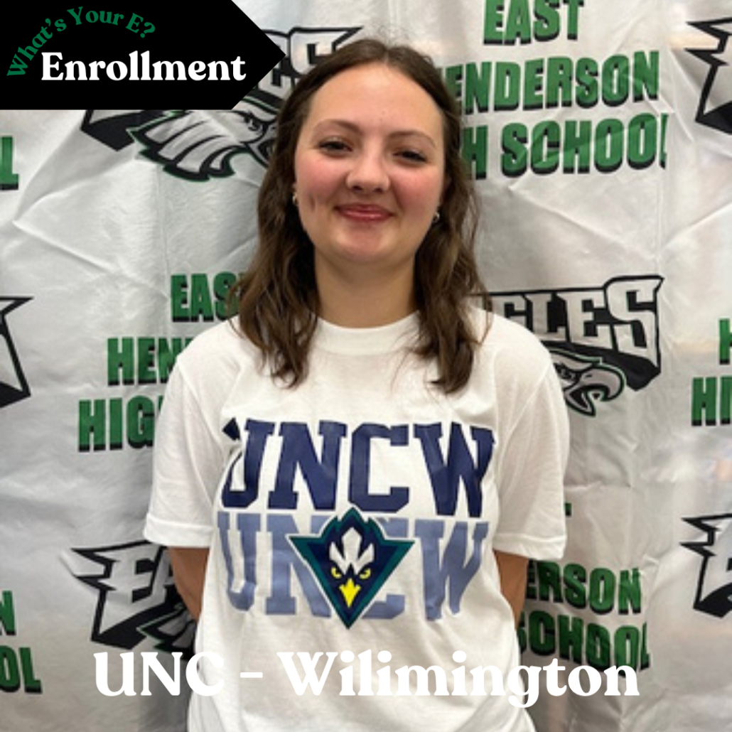 Kara in UNCW shirt in Enrollment frame
