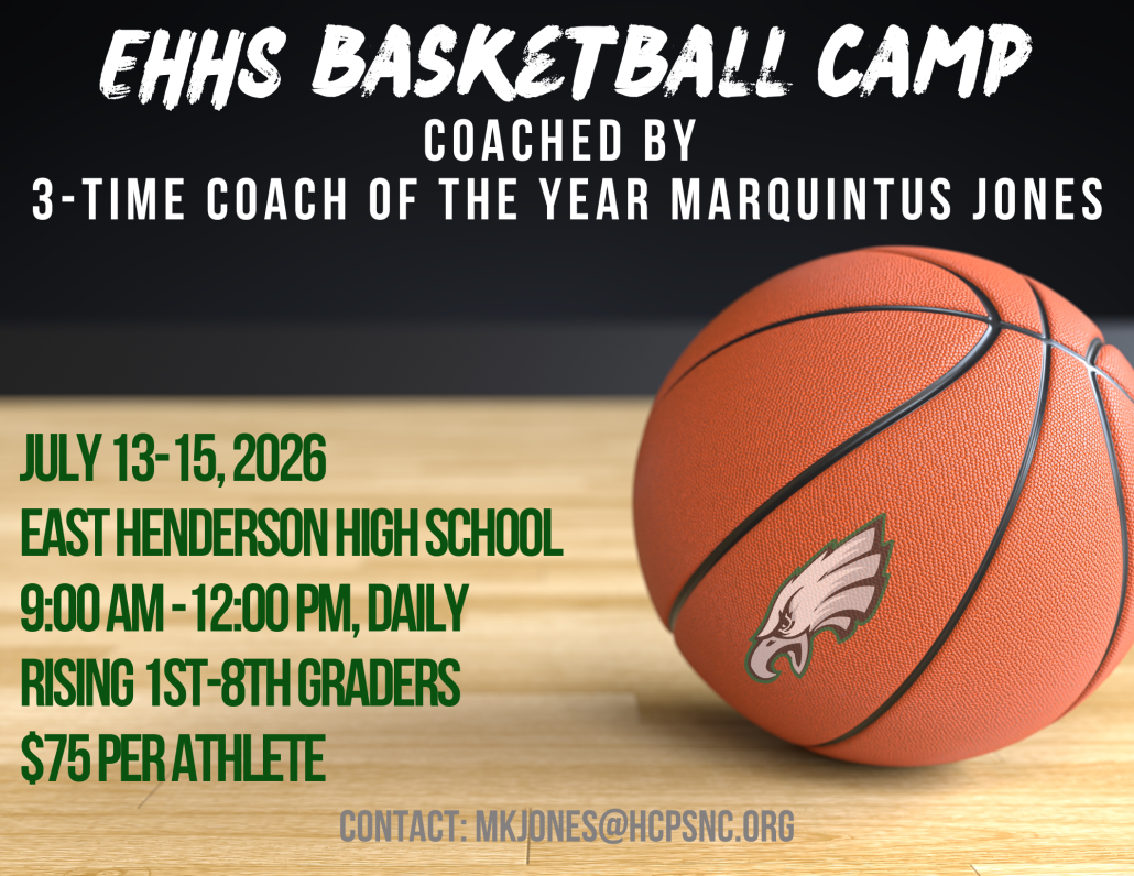 Basketball Camp Flyer with ball on court