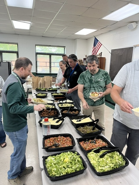 Teachers eating Chipotle lunch