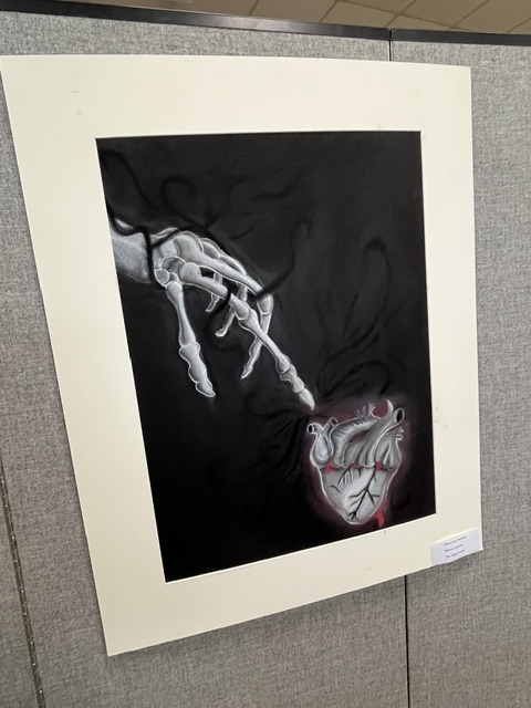 artwork - bony hand touching heart