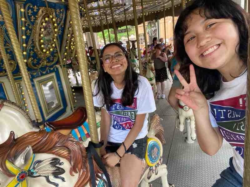 Nicki and Jade on carousel
