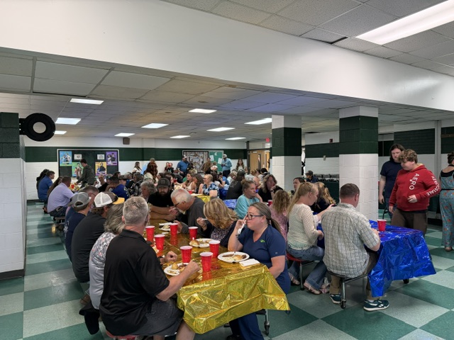 Families eating at banquet