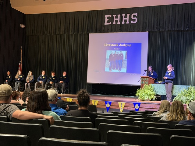 Officers on stage presenting