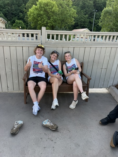 LB, Kadence & Arabella waiting on bench