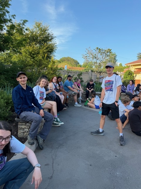 Group members waiting for the bus