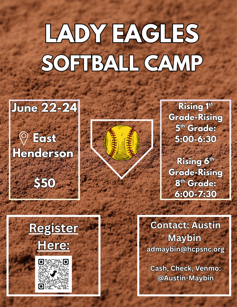 Softball camp info with ball on dirt