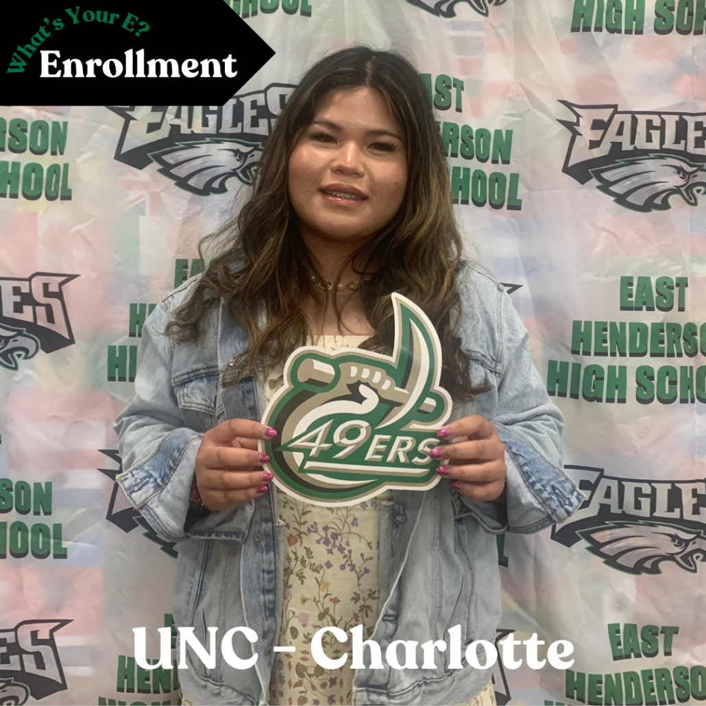 Danica holding 49ers card in Enrollment photo