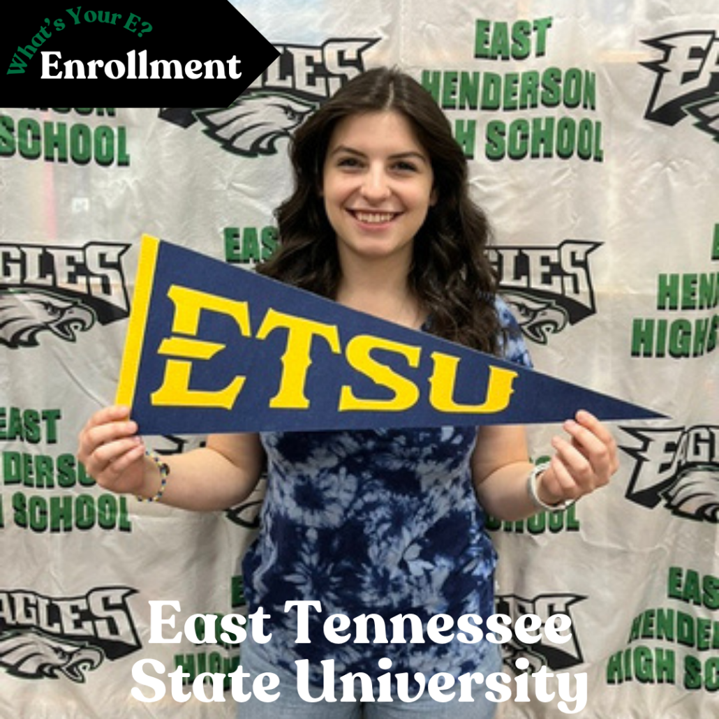 Autumn holding pennant in Enrollment photo