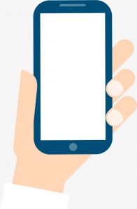 clipart of a hand holding a mobile phone