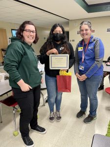 Photo of Allison, her teacher, Ms. Urban, and an employee from Hendersonville Soil and Water Conservation