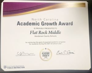 Award Certificate for Academic Growth for the 2021-2022 School Year