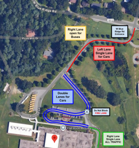 A map of the new plan for Flat Rock's car rider line.