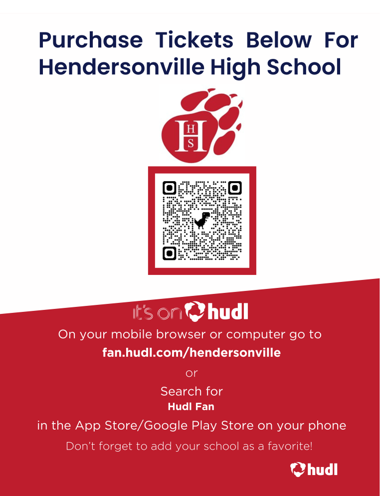 Get Hendersonville High School tickets on Hudl. Scan QR code or visit fan.hudl.com.