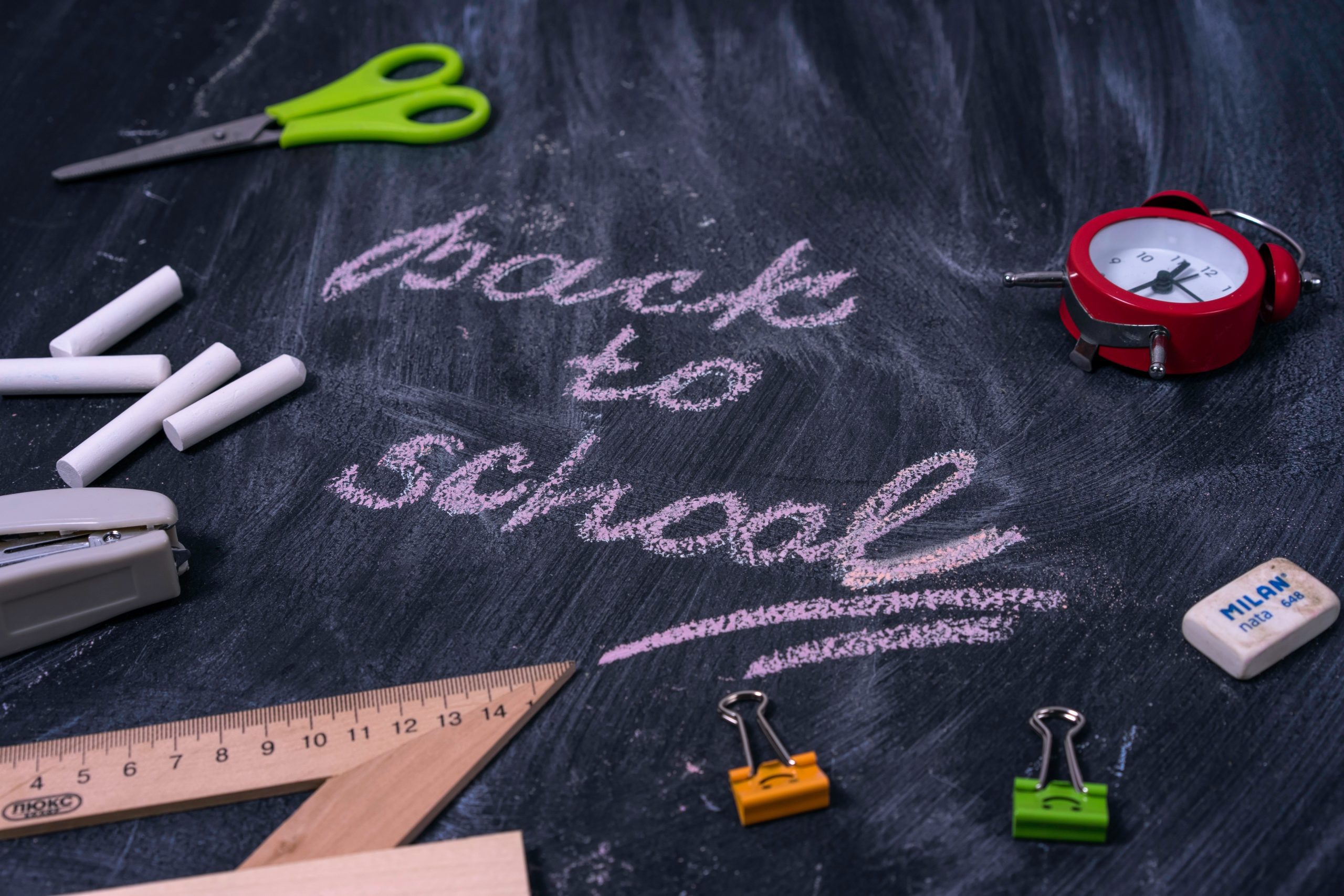 Back to School written on chalk board